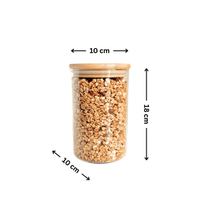 Round Bamboo Glass Jars Small Pantry Set – 10 Pack