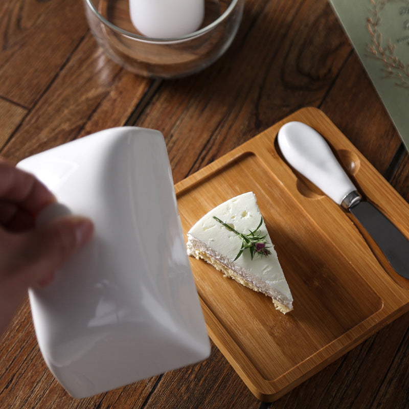 Ceramic Butter Dish with Bamboo Base-3