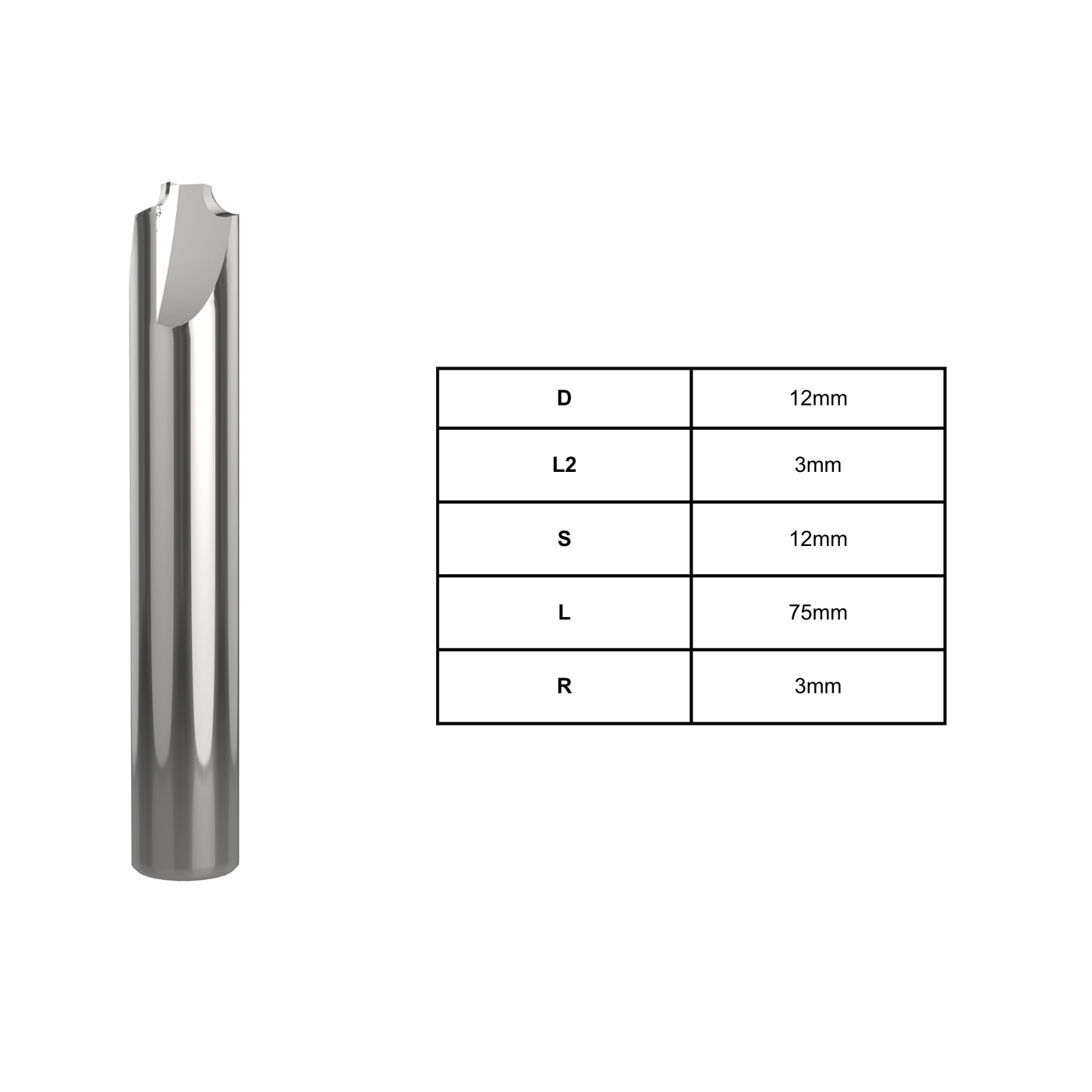 Special Carbride - Pencil Profile | 12mm D | 3mm L2 | 12mm S | 75mm L | 3mm R