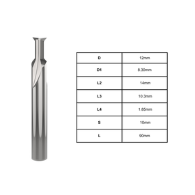 Compact Laminate Tools - Arris Finishers | 12mm D | 8.30mm D1 | 14mm L2 | 10.3mm L3 |  1.85mm L4 | 12mm S | 90mm L
