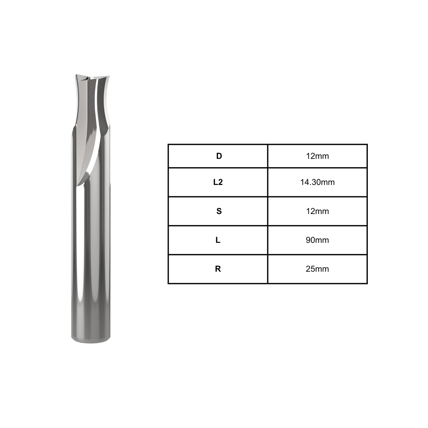 Compact Laminate Tools - Profile Finishers | 12mm D | 14.30mm L2 | 12mm S | 90mm L | 25mm R