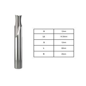 Compact Laminate Tools - Profile Finishers | 12mm D | 14.30mm L2 | 12mm S | 90mm L | 25mm R