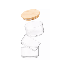 Stackable Round Bamboo Glass Jar – 450ml