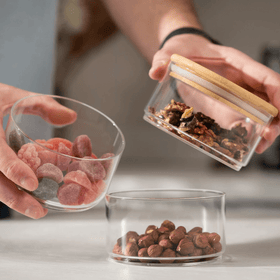 Stackable Round Bamboo Glass Jar – 450ml