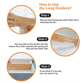 Bamboo Expandable Drawer Dividers – 4 Pack