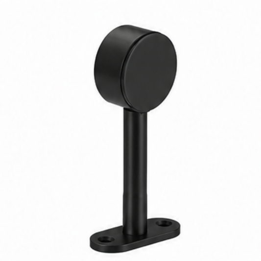 Matt black 16mm round end pillar ceiling mount bracket for curtain rods and clothes hanging rails, durable metal support fitting for wardrobe rail systems