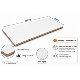 16 mm | White/Black Laminated Plywood (mixed) B Grade | 2400mm x 1200mm