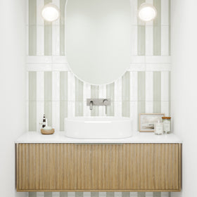 Vanity 1500mm - Wall Hung - Cove Fluted Feature in Oak finish