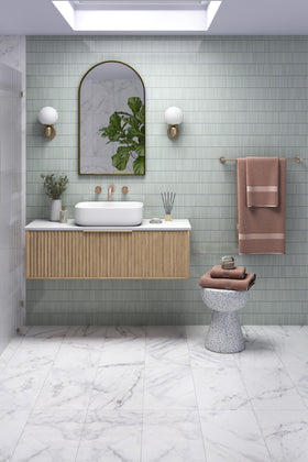 Vanity 1500mm - Wall Hung - Cove Fluted Feature in Oak finish