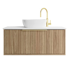Vanity 1500mm - Wall Hung - Cove Fluted Feature in Oak finish