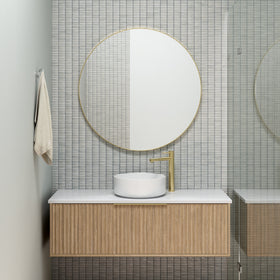Vanity 1500mm - Wall Hung - Cove Fluted Feature in Oak finish