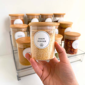 Spice Rack with 12 Bamboo Jars – Acrylic Drawer Organiser