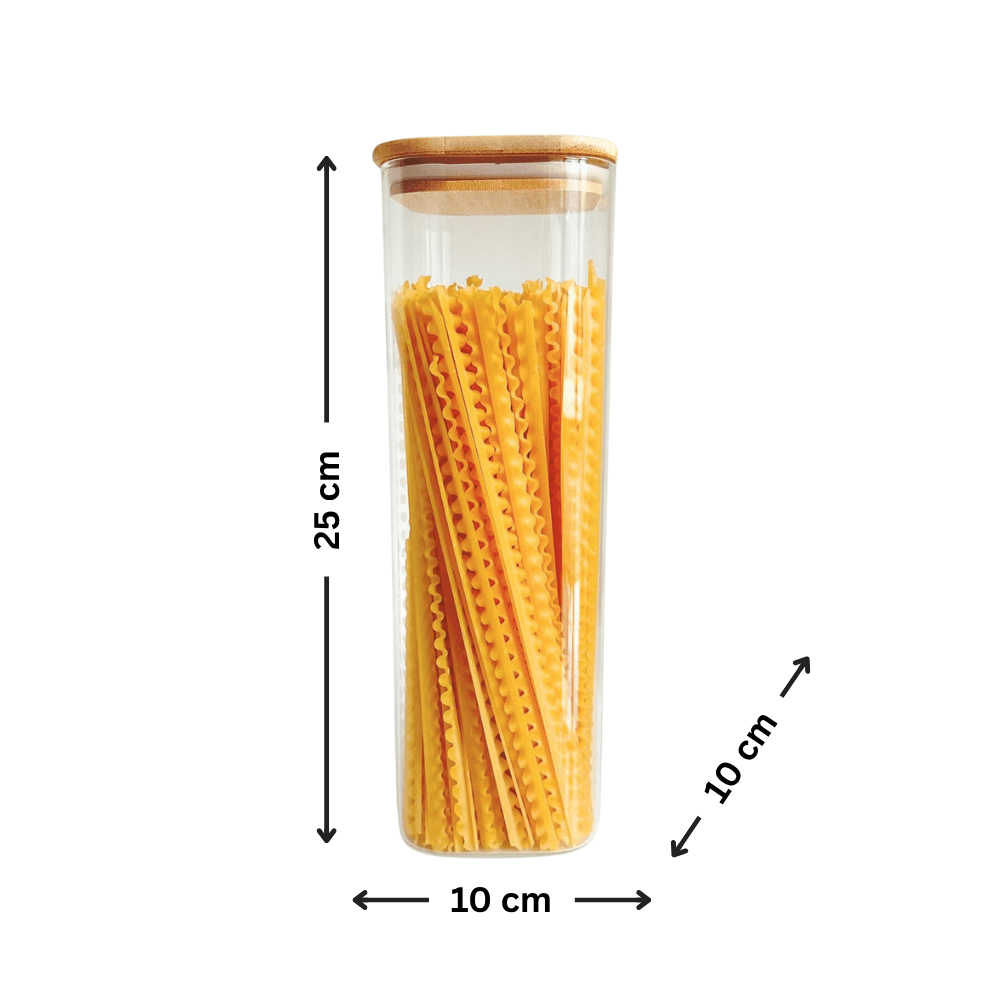 Square Bamboo Pantry Jars – 12-Pack Glass Storage Set-2