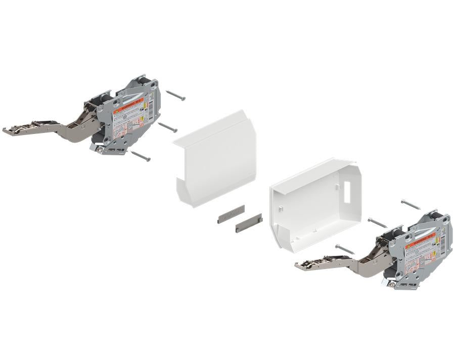 Blum AVENTOS Overhead Stay HK-S Lift Mechanism Set with TIP-ON in White. Power Factor: 960 - 2215. Cabinet height to maximum of 600mm *20K2E00.06* by W&B