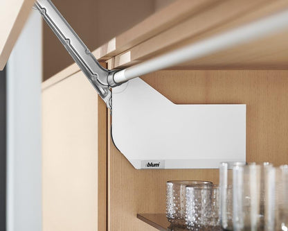 Blum AVENTOS Overhead Stay HL Cover Plate in Silk White. Not compatible with SERVO-DRIVE 20L8020