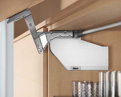 Blum AVENTOS Overhead Stay HS Cover Plate in Silk White. Not compatible with SERVO-DRIVE 20S8020