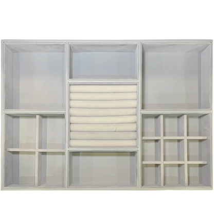 Jewellery and Accessory Tray - Grey Felt - 516mm x 366mm x 60mm