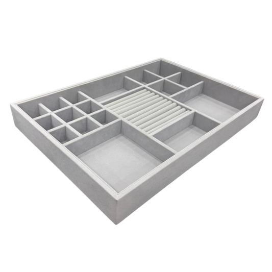 Jewellery and Accessory Tray - Grey Felt - 516mm x 366mm x 60mm