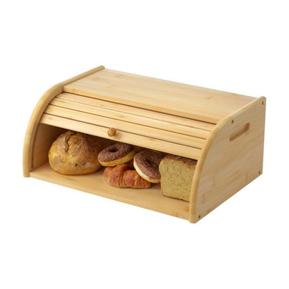 Bamboo Rolltop Bread Box Bin 40cm-0