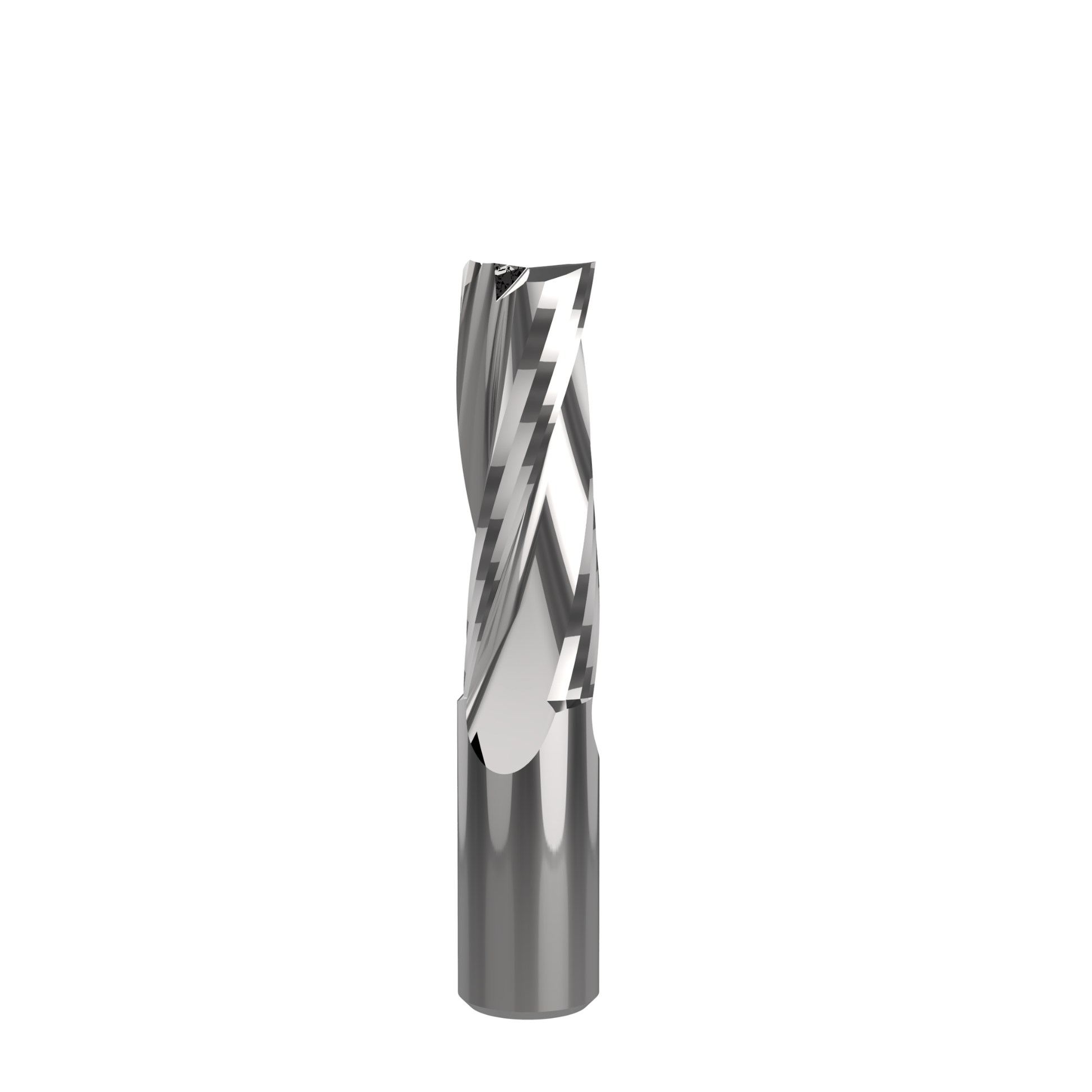 3-flute coated finishing spiral router bit, 25mm diameter, 75mm cutting length, precision CNC bit for smooth cuts in wood, MDF, plywood, and laminates