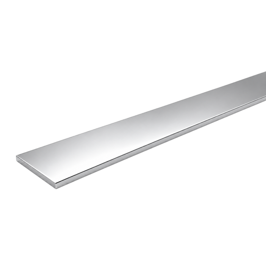 25mm chrome flat bar aluminium profile 1.2mm thick 2400mm long for cabinets, wardrobes, furniture, mirrors and wall panel trims