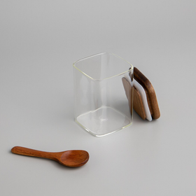 Square Acacia Spice Jars – 3 Sizes