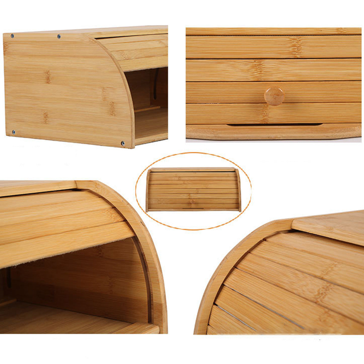 Bamboo Rolltop Bread Box Bin 40cm-2