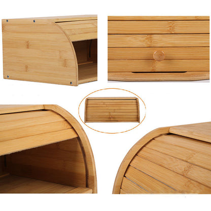Bamboo Rolltop Bread Box Bin 40cm-2