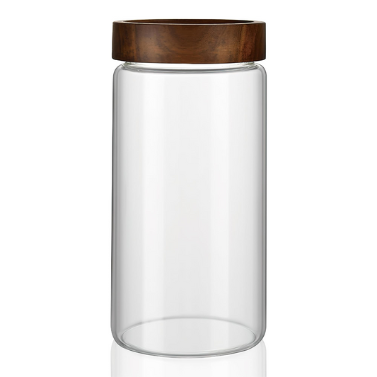 1200ml Acacia Screw-On Glass Pantry Jar-0