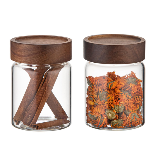 135ml Acacia Lid Glass Jar – Spice Pantry Storage-0