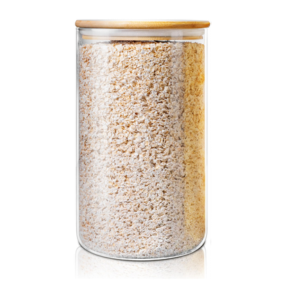 Large Glass Storage Jar with Bamboo Lid 6.4L - Kitchen Pantry Container-0