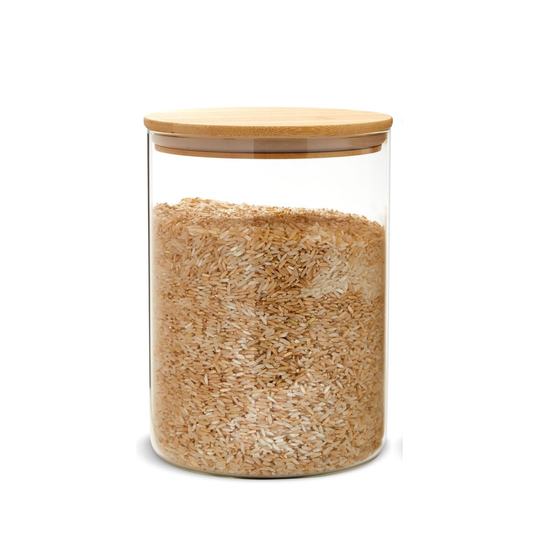 Large Glass Storage Jar with Bamboo Lid 3.2L - Kitchen Pantry Container-0