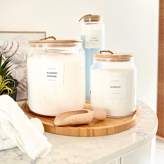 Bamboo & Glass 5 Piece Laundry Pack with Liquid Jar-0