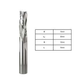 3 Flute Chip Breaker Spiral | 10mm D | 30mm L2 | 10mm S | 75 mm L