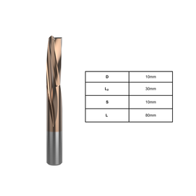 3 Flute Finishing Spirals Coated | 10mm D | 30mm L2 | 10mm S | 80mm L
