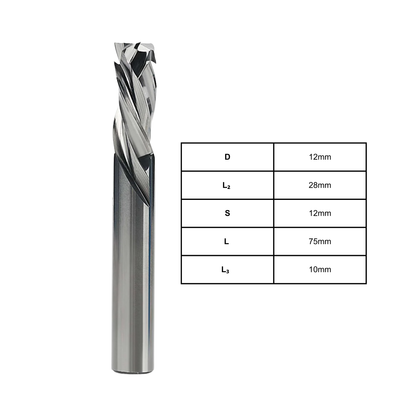 3-flute compression cutter CC1-2S-3 for precise, smooth, tear-free cutting of laminated boards, MDF, plywood, and composite materials – durable, low-vibration, ideal for CNC routing, cabinetry, and professional woodworking