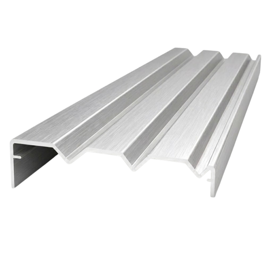 3.8m brushed silver aluminium triple track bottom rail for sliding wardrobe door systems and smooth movement