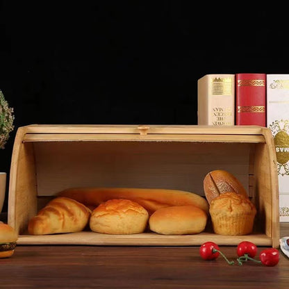 Bamboo Rolltop Bread Box Bin 40cm-1