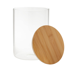 Large Glass Storage Jar with Bamboo Lid 3.2L - Kitchen Pantry Container