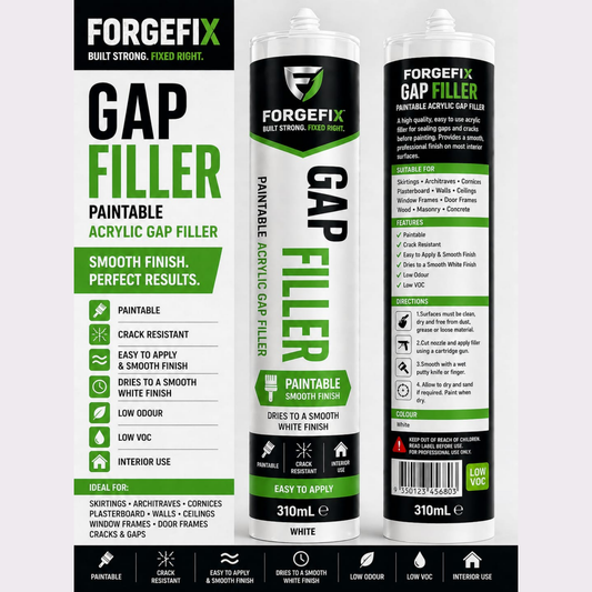 310ml paintable acrylic gap filler box pack, flexible crack and joint sealant for walls, doors, windows, skirting boards, and interior and exterior painting preparation