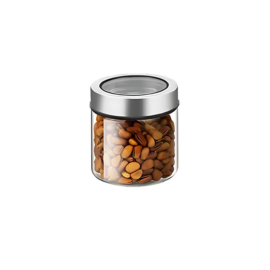 Glass Storage Jar – 400ml with Clear Stainless Lid-0