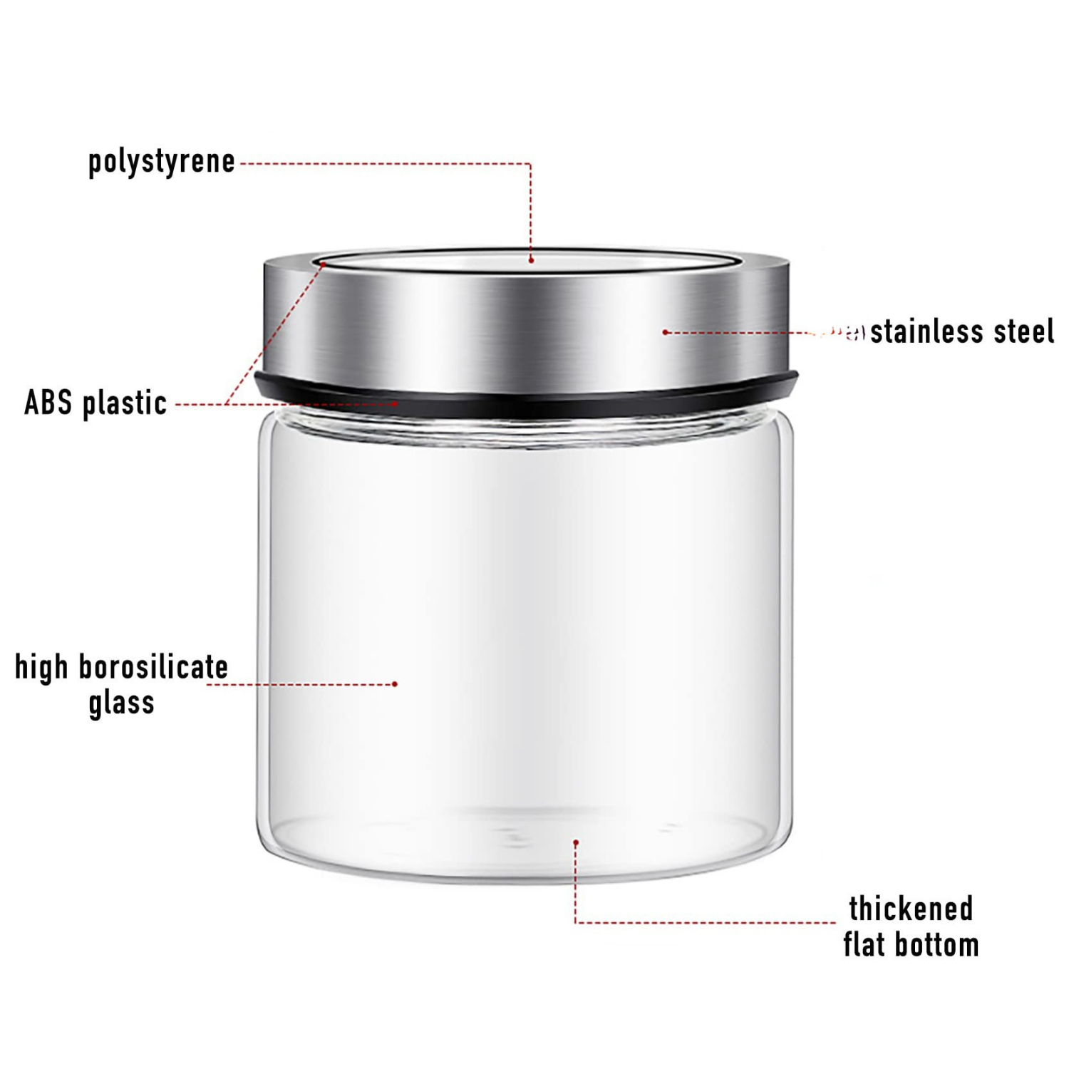 Glass Storage Jar – 550ml with Clear Stainless Lid-4