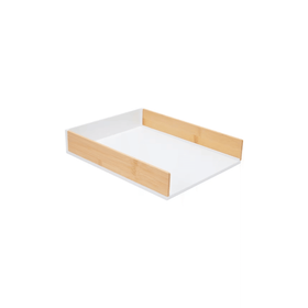 White Bamboo & Plastic Desk Tray for Organised Workspaces