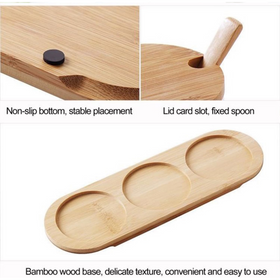 Round Bamboo Trio Glass Jar Set – 300ml Each