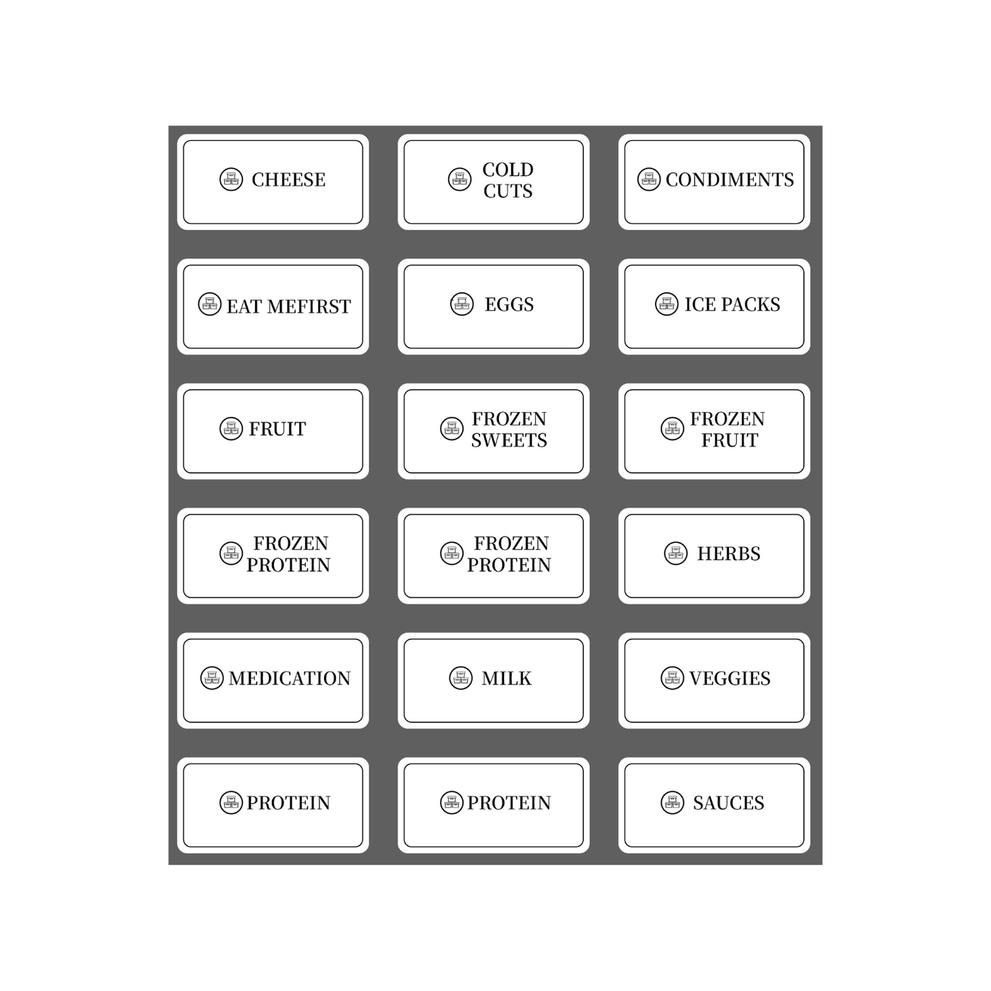 Fridge & Freezer Organisation Stickers – 36 Label Pack