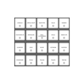 Toy Room Organisational Stickers – 36 Pack – Square