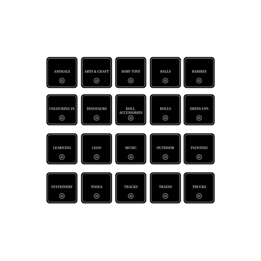 Toy Room Organisational Stickers – 36 Pack – Square-0
