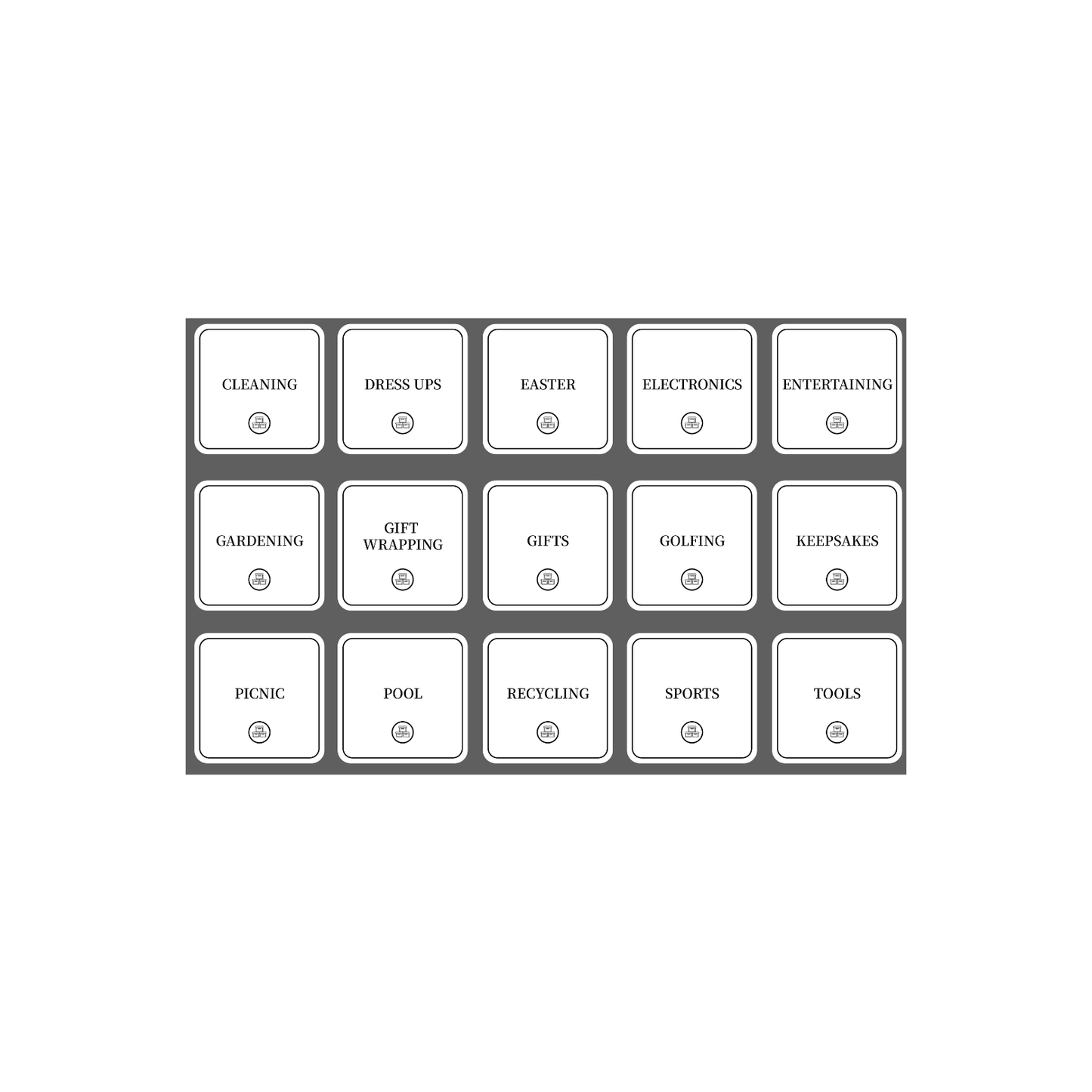 Garage Organisation Stickers – 32 Label Pack – Square-3