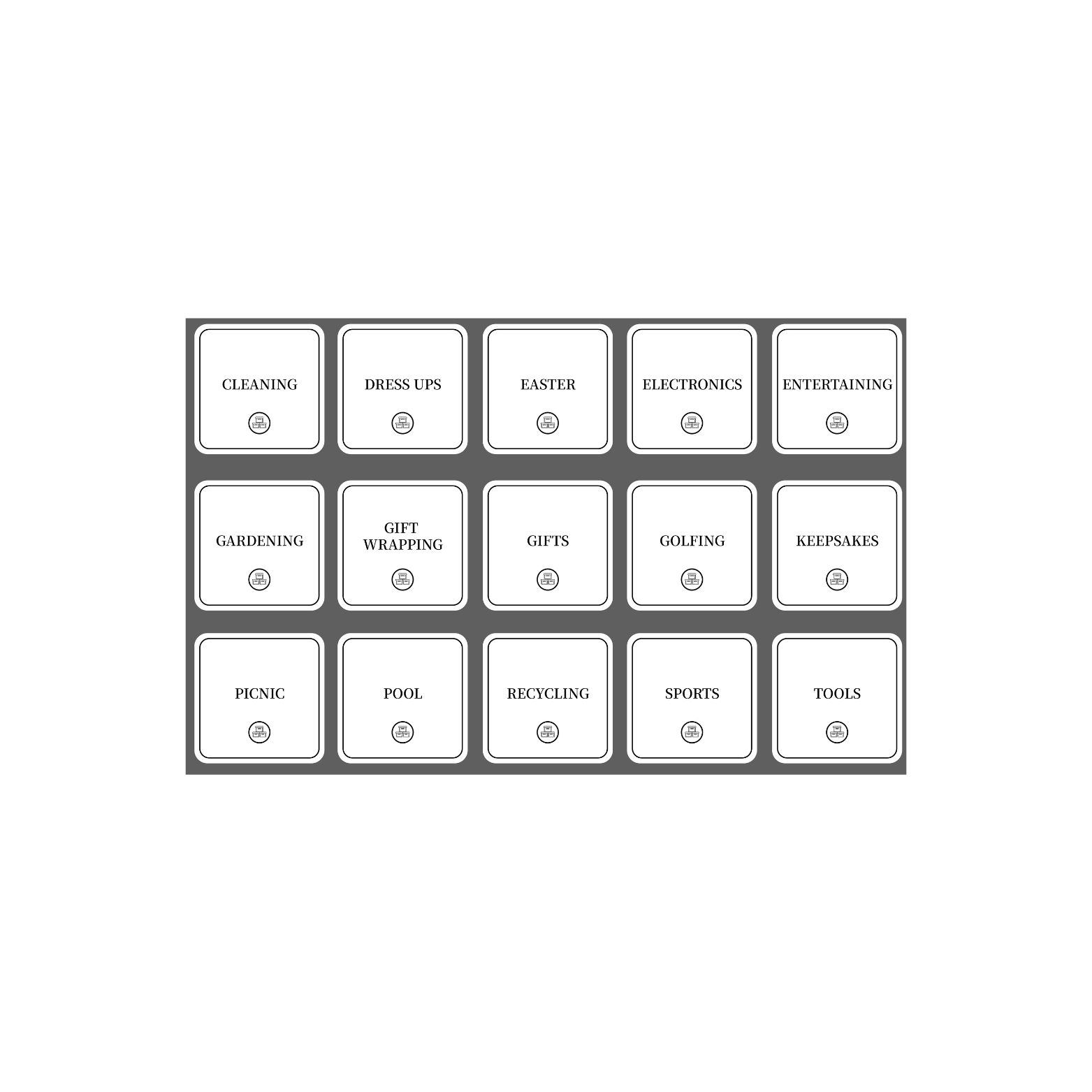 Garage Organisation Stickers – 32 Label Pack – Square-3