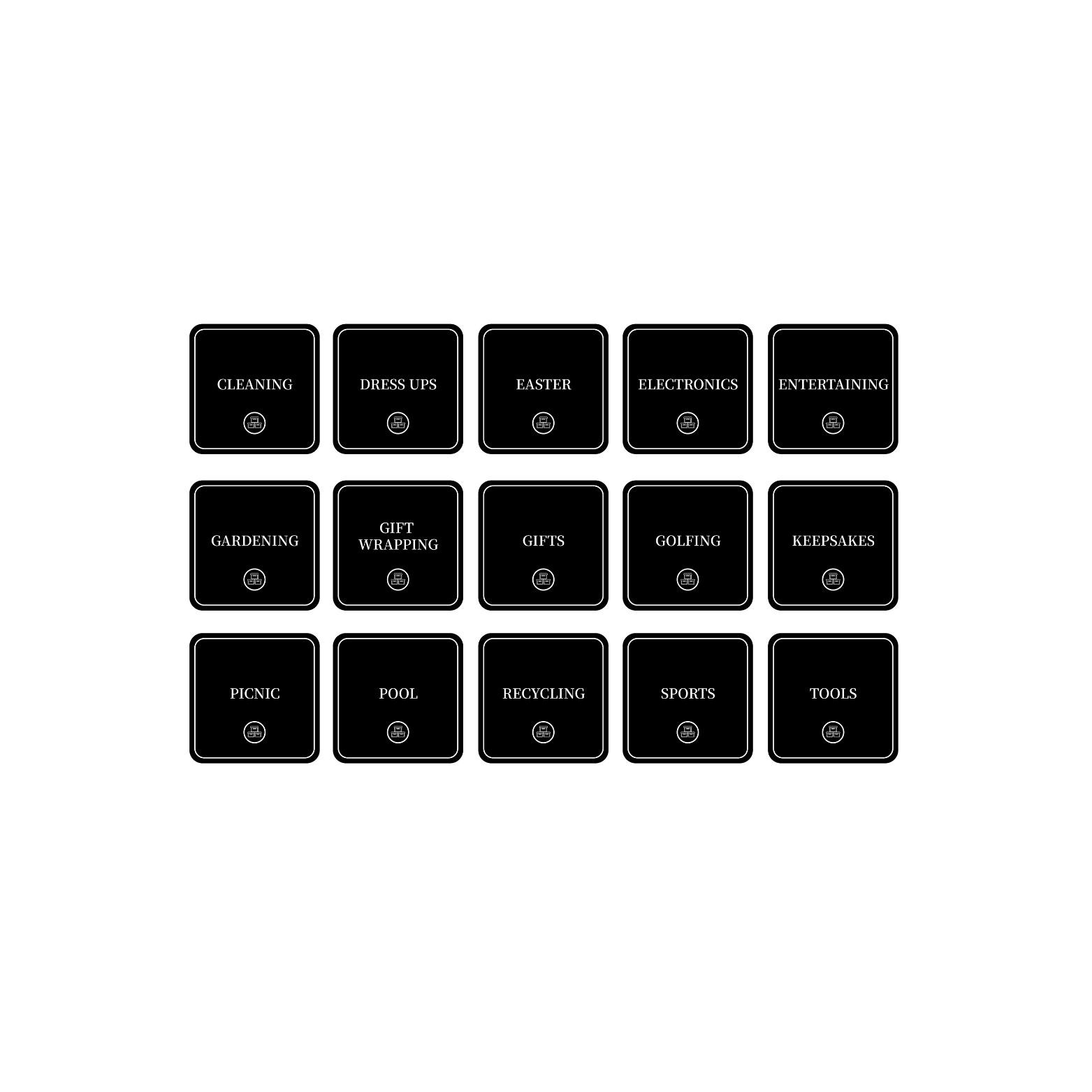 Garage Organisation Stickers – 32 Label Pack – Square-1